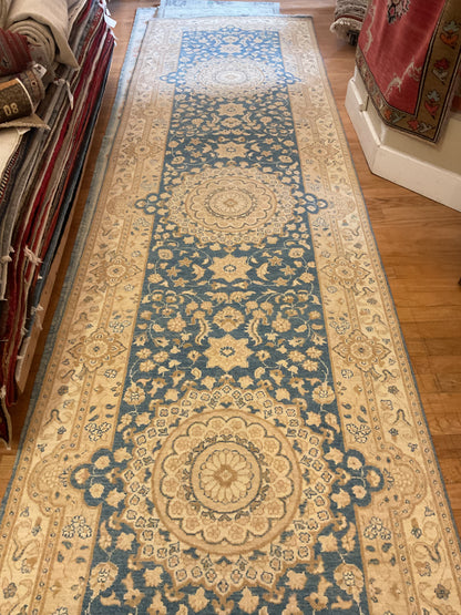Pakistani Peshawar Runner, 4'1" x 15'3", in beige, blue, ivory and tan - photo 3