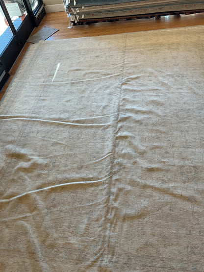 Pakistani Peshawar Rug, 11'11" x 14'8", in beige, grey and tan