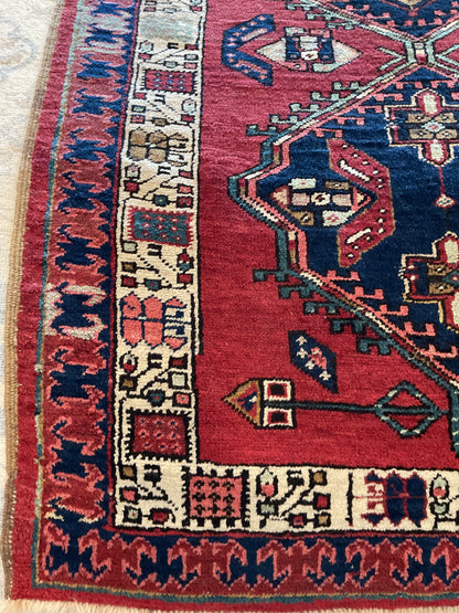 Antique Persian Sarab Runner, 3'3" x 10'1", in ivory, navy and red - photo 3