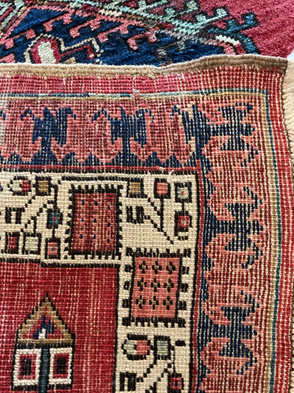 Antique Persian Sarab Runner, 3'3" x 10'1", in ivory, navy and red - photo 2