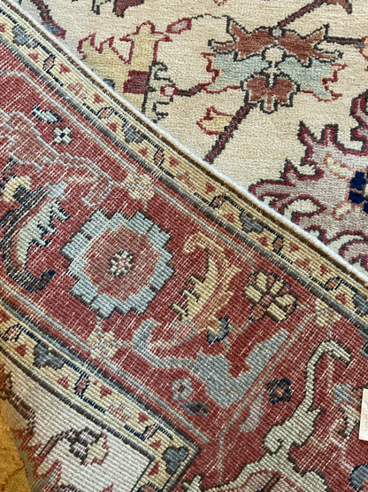 Indian Heriz Rug, 5'11" x 9'2", in baby blue, ivory and rose - photo 4