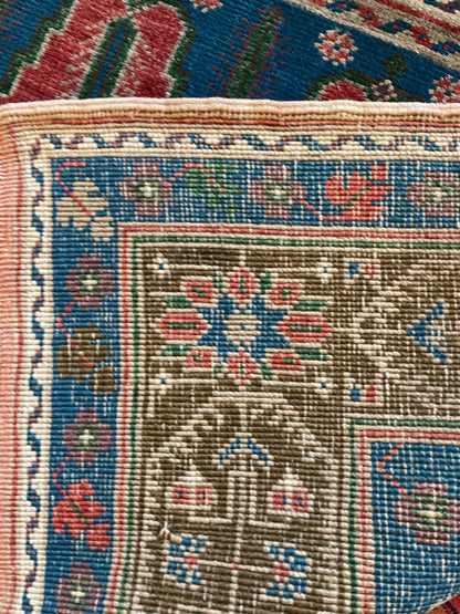 Vintage Turkish Anatolian Rug, 5'4" x 11', in blue, ivory, olive and red - photo 4