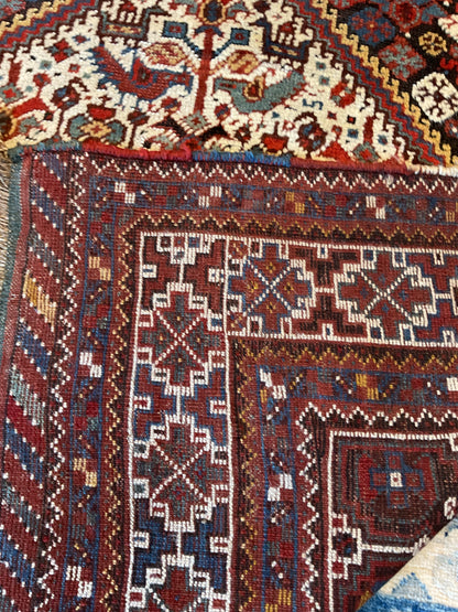 Antique Persian Shiraz Rug, 5'9" x 8'1", in brown, ivory, navy and red - photo 3