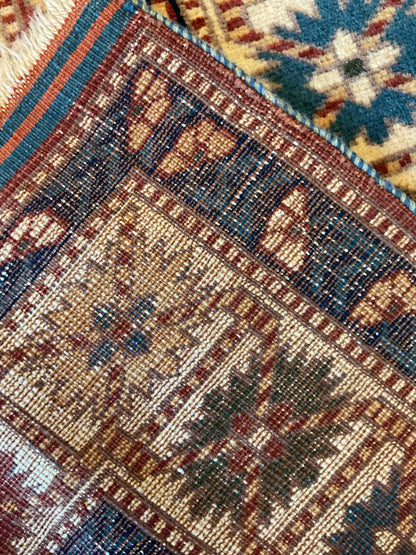 Pakistani Kazak Rug, 6'4" x 9'7", in blue, ivory, navy and red - photo 3