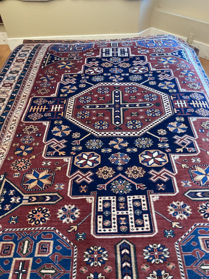 Pakistani Kazak Rug, 6'4" x 9'7", in blue, ivory, navy and red - photo 4
