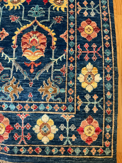 Afghan Mohal Rug, 5'11" x 9'5", in gold, navy, red and teal - photo 2