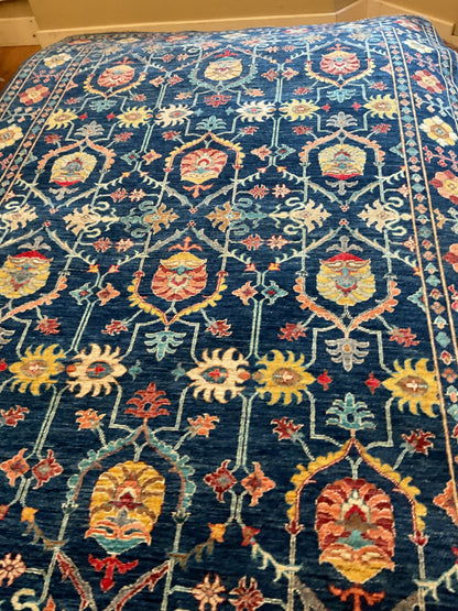 Afghan Mohal Rug, 5'11" x 9'5", in gold, navy, red and teal - photo 4