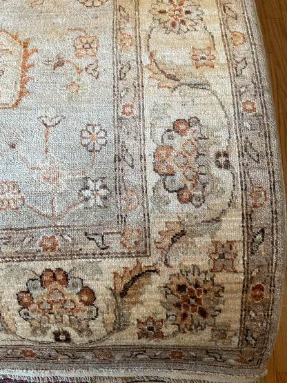 Pakistani Peshawar Rug, 6'1" x 9'7", in baby blue, beige, ivory and rust - photo 2
