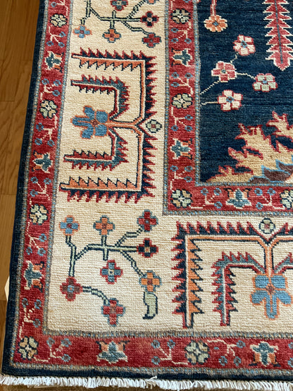 Afghan Mohal Rug, 6' x 8'4", in gold, ivory, navy and red - photo 2