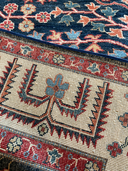 Afghan Mohal Rug, 6' x 8'4", in gold, ivory, navy and red - photo 3