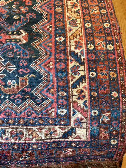 Antique Persian Shiraz Rug, 6'8" x 10', in brown, ivory, navy and rust - photo 2