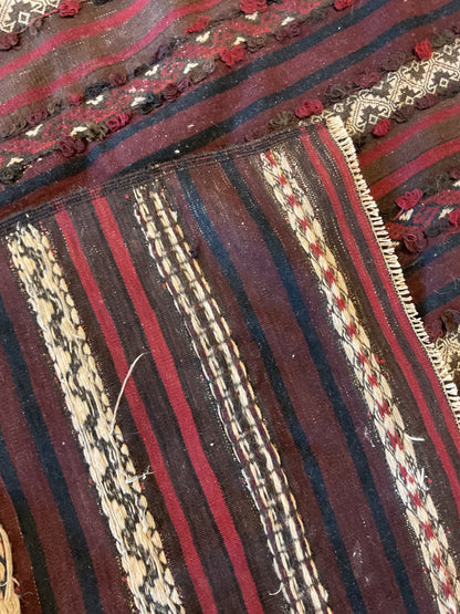 Afghan Kilim, 10'8" x 5'5", in burgundy, ivory, navy and red - photo 3