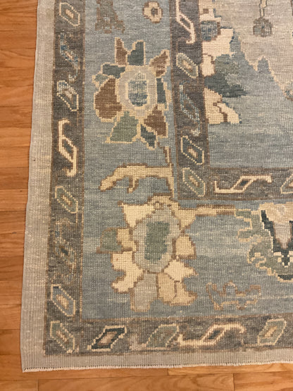 Turkish Oushak Rug, 11'3" x 13'10", in beige, blue, grey and ivory - photo 2