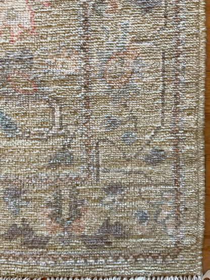 Afghan Oushak Runner, 2'10" x 5'8", in beige, blue, grey and pink - photo 2