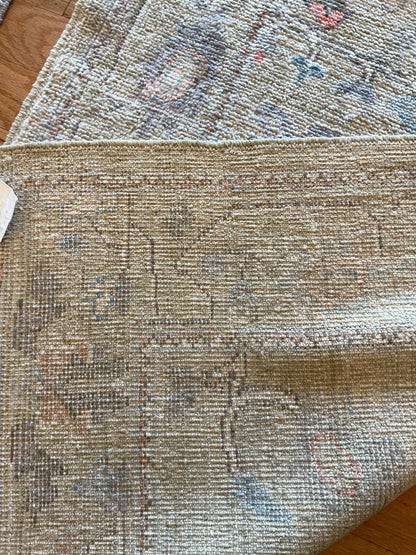 Afghan Oushak Runner, 2'10" x 5'8", in beige, blue, grey and pink - photo 3