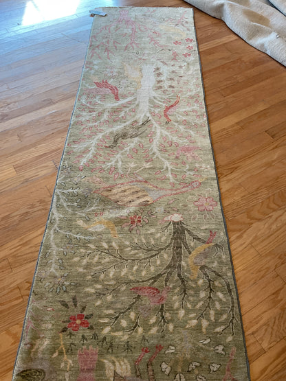 Afghan Peshawar Runner, 2'10" x 9'8", in green, ivory, red and rose - photo 5