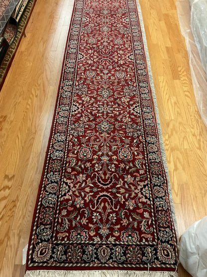 Indian Mashad Runner, 2'8" x 12', in burgundy, ivory and navy - photo 2