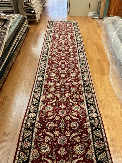 Sino Kashan Runner, 2'6" x 14', in beige, black and burgundy - photo 2