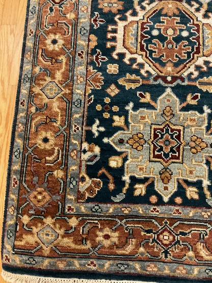 Indian Karajh Runner, 2'6" x 10', in brown, ivory, rust and teal - photo 2