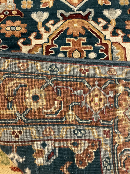 Indian Karajh Runner, 2'6" x 10', in brown, ivory, rust and teal - photo 3