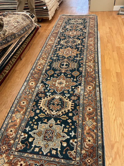 Indian Karajh Runner, 2'6" x 10', in brown, ivory, rust and teal - photo 4