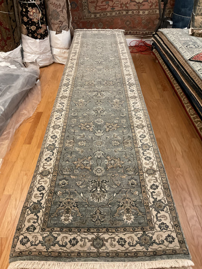 Indian Antiquity Runner, 2'6" x 12', in beige, grey and ivory