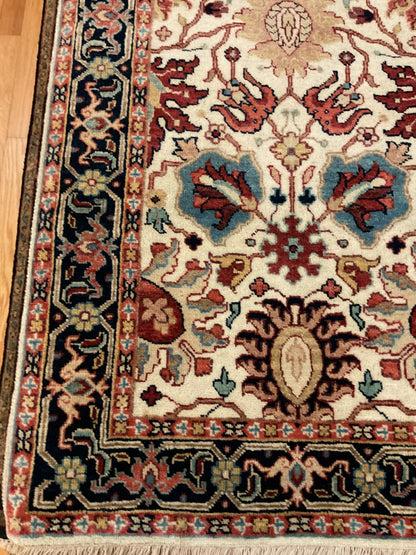Indian Mohal Runner, 2'7" x 9'11", in blue, ivory, navy and red - photo 2
