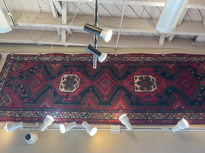 Vintage Persian Hamadan Runner, 3'6" x 10', in ivory, navy and red