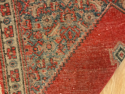 Antique Persian Seneh Rug, 2' x 2'11", in beige, green, navy and rust - photo 4