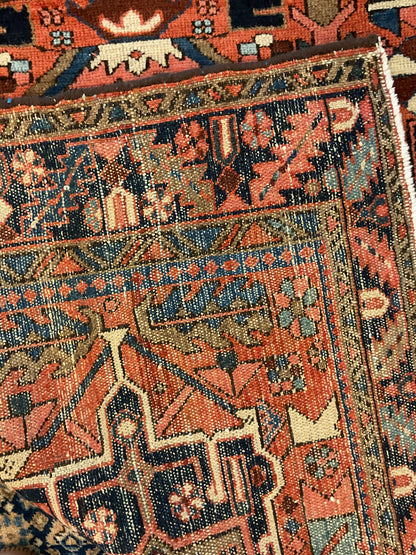 Antique Persian Karajh Rug, 4'5" x 5'10", in baby blue, ivory, navy and rust - photo 3
