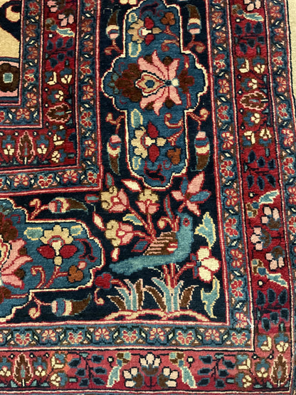 Antique Persian Mashad Rug, 8'5" x 14', in blue, brown, ivory and pink - photo 4