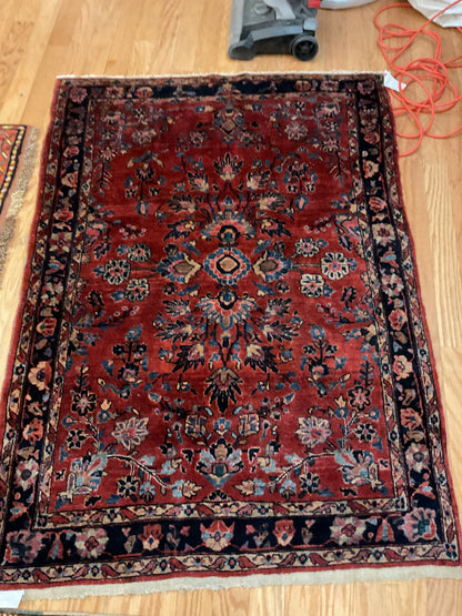 Antique Persian Sarouk Rug, 3'7" x 4'11", in blue, navy and red - photo 2