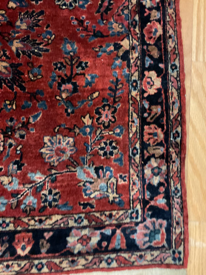 Antique Persian Sarouk Rug, 3'7" x 4'11", in blue, navy and red - photo 4