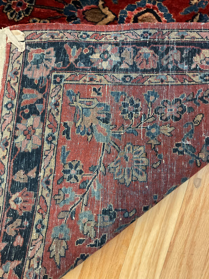 Antique Persian Sarouk Rug, 3'7" x 4'11", in blue, navy and red - photo 3
