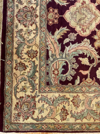 Indian Agra Jaipur Rug, 5'1" x 6'11", in beige, burgundy, gold and sea moss - photo 2