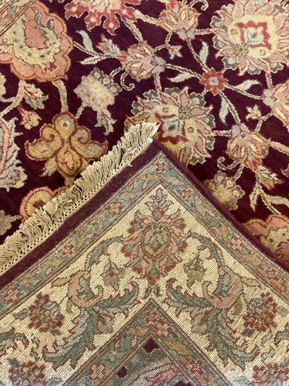 Indian Agra Jaipur Rug, 5'1" x 6'11", in beige, burgundy, gold and sea moss - photo 3